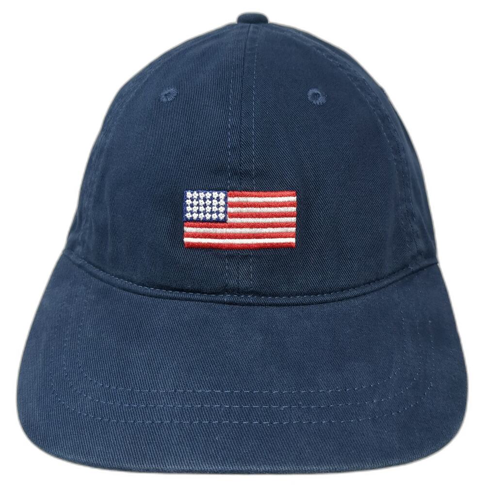 J.Crew Baseball Cap Blue One Size American Flag Embroidered Slideback Cotton Hat
